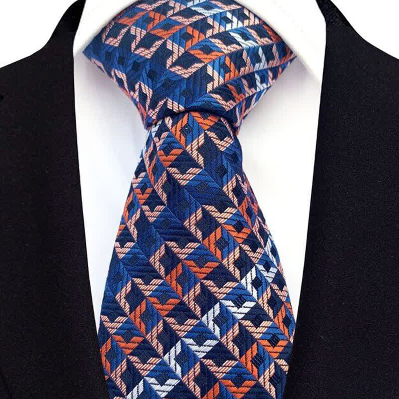 Men's Irregular Check Striped Necktie - Image 2