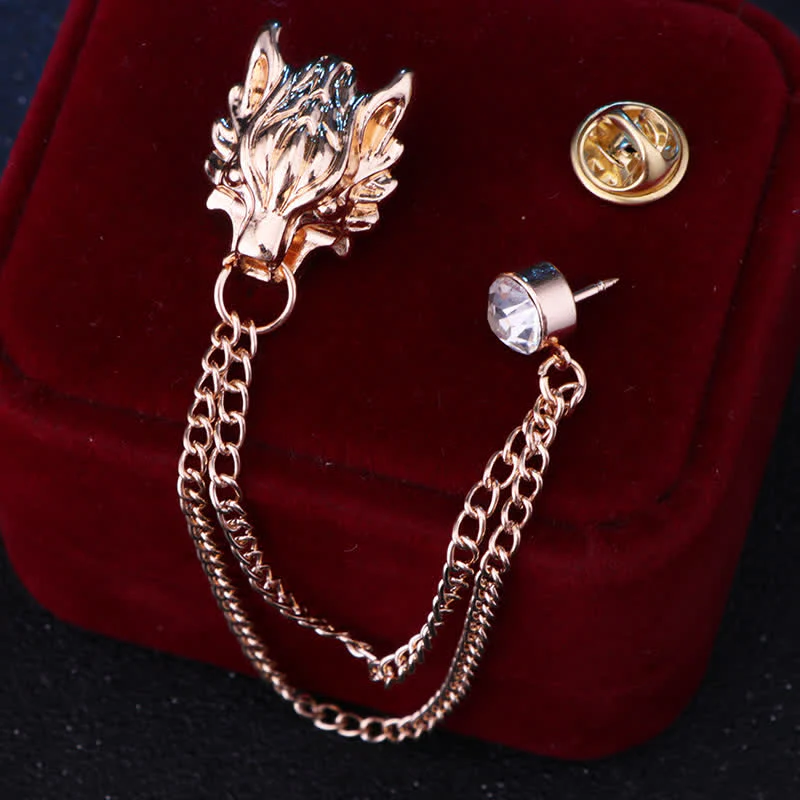 Men's King Of Forest Wolf Chain Brooch - Image 3