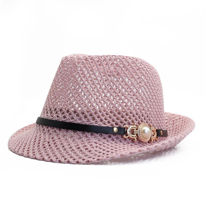 Men's Knitted Mesh Breathable Panama Fedora Hat - Image 3