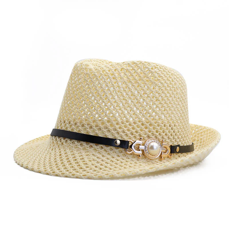 Men's Knitted Mesh Breathable Panama Fedora Hat - Image 4