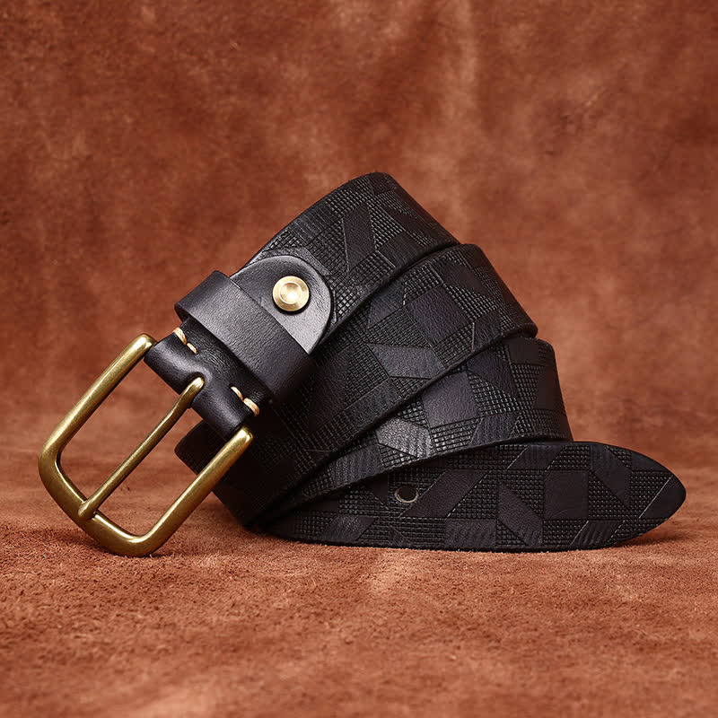 Men's Laser Engraving Diamond Pattern Leather Belt - Image 10