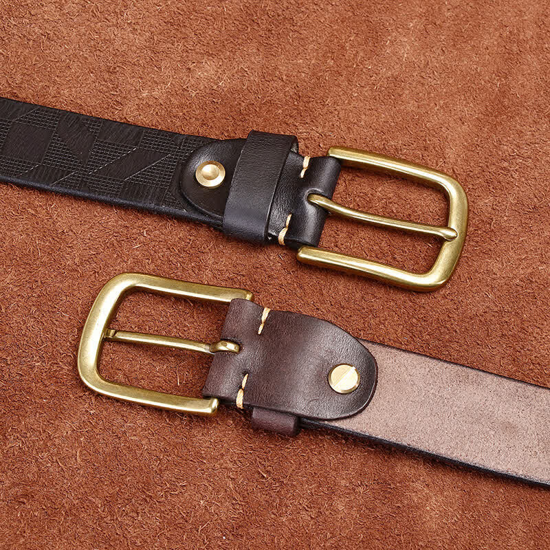 Men's Laser Engraving Diamond Pattern Leather Belt - Image 3