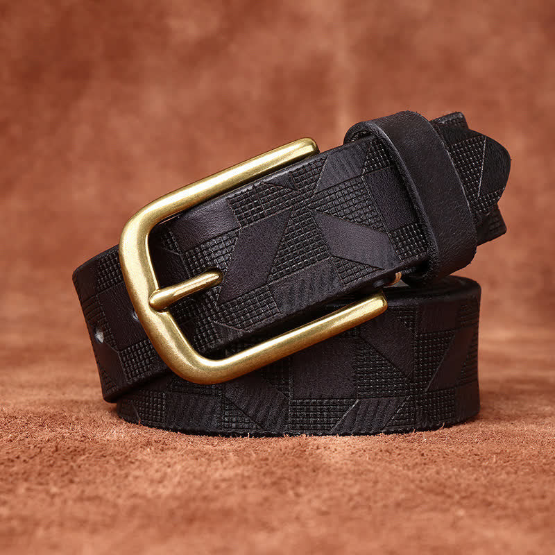 Men's Laser Engraving Diamond Pattern Leather Belt - Image 9