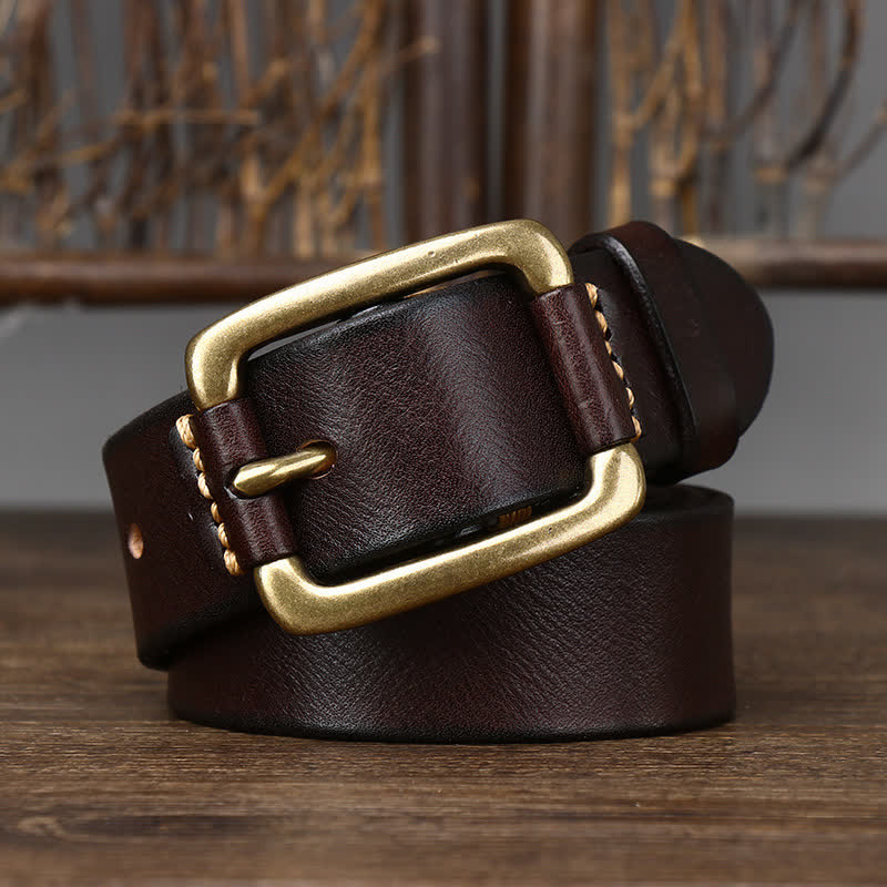 Men's Leisure Heavy Copper Buckle Leather Belt - Image 3