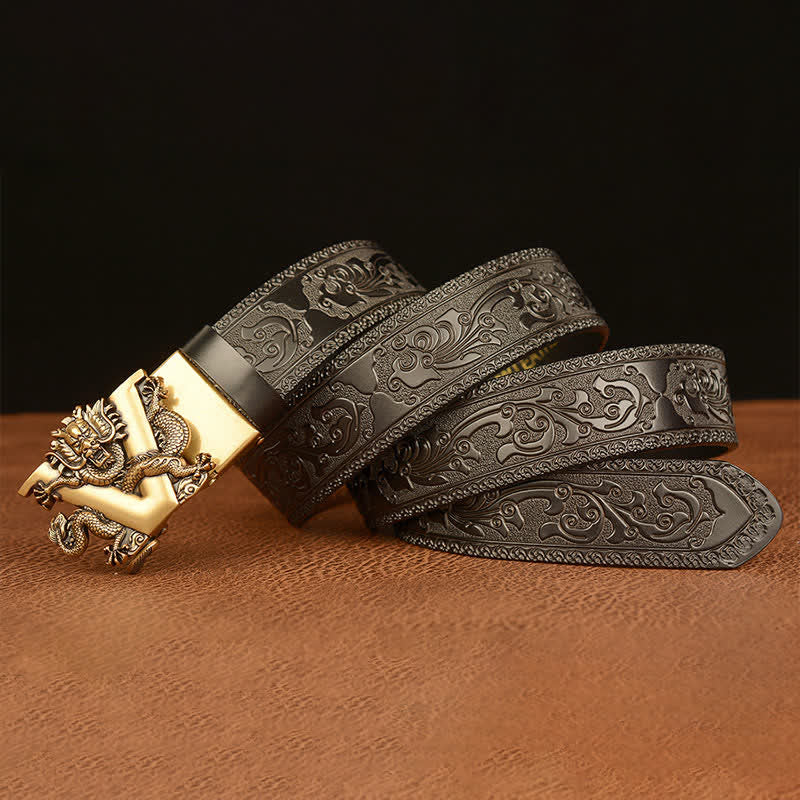 Men's Letter V Dragon Embossing Leather Belt - Image 13