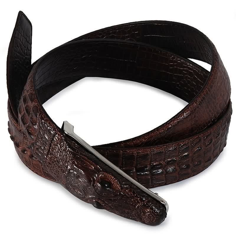 Men's Lifelike Crocodile Head Buckle Leather Belt - Image 12