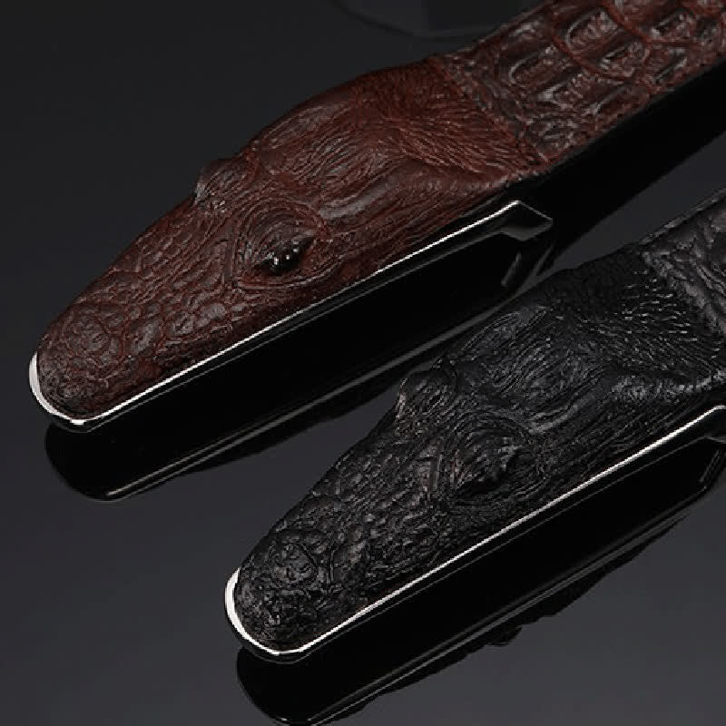 Men's Lifelike Crocodile Head Buckle Leather Belt - Image 6