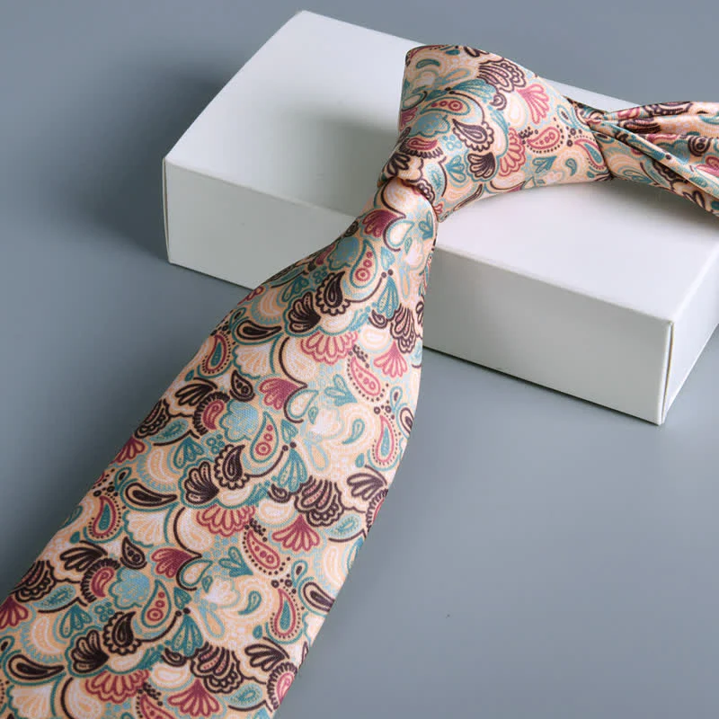 Men's Light Salmon Little Paisley Pattern Causal Necktie - Image 2