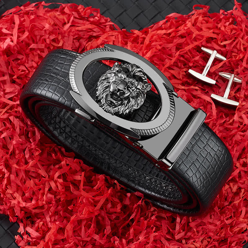 Men's Lion Business Hollow Automatic Buckle Leather Belt - Image 4