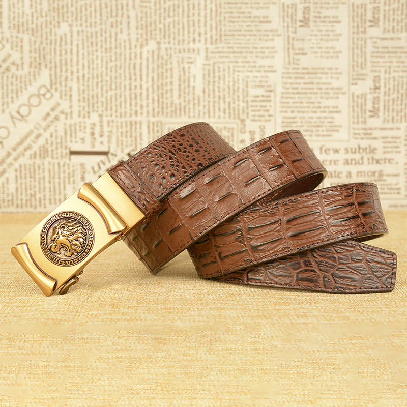 Men's Lion Head Alligator Pattern Leather Belt - Image 10