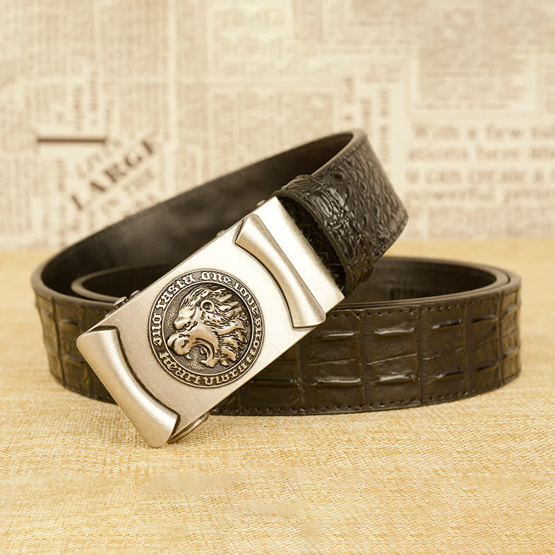 Men's Lion Head Alligator Pattern Leather Belt - Image 18