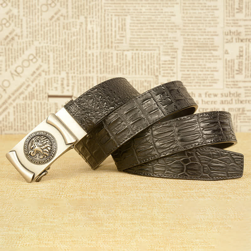 Men's Lion Head Alligator Pattern Leather Belt - Image 19
