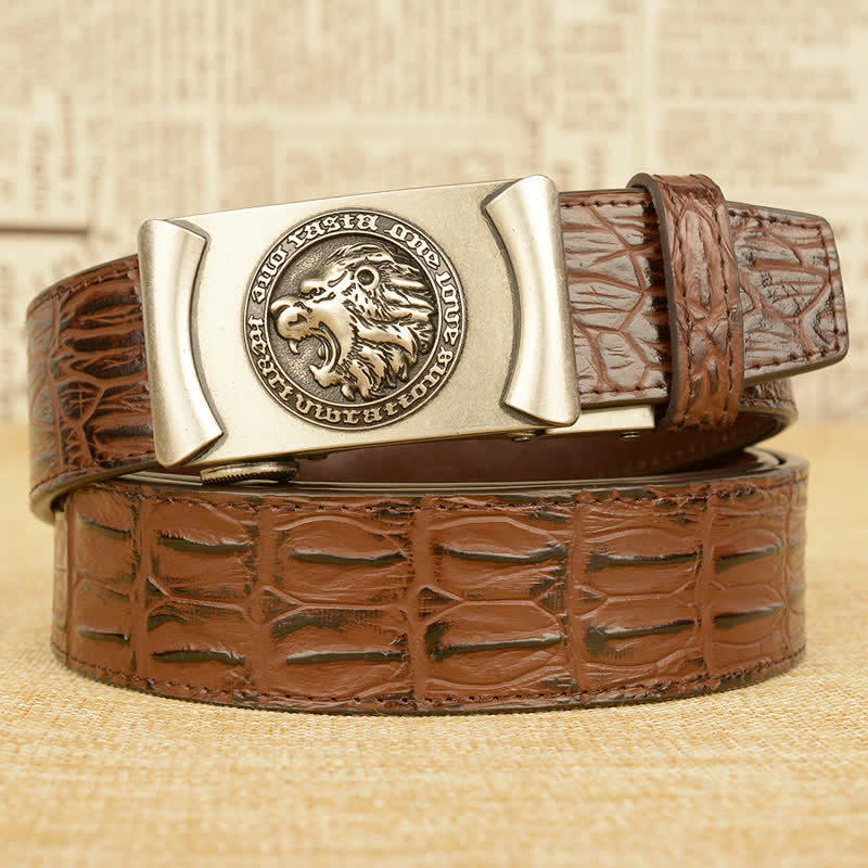 Men's Lion Head Alligator Pattern Leather Belt - Image 20