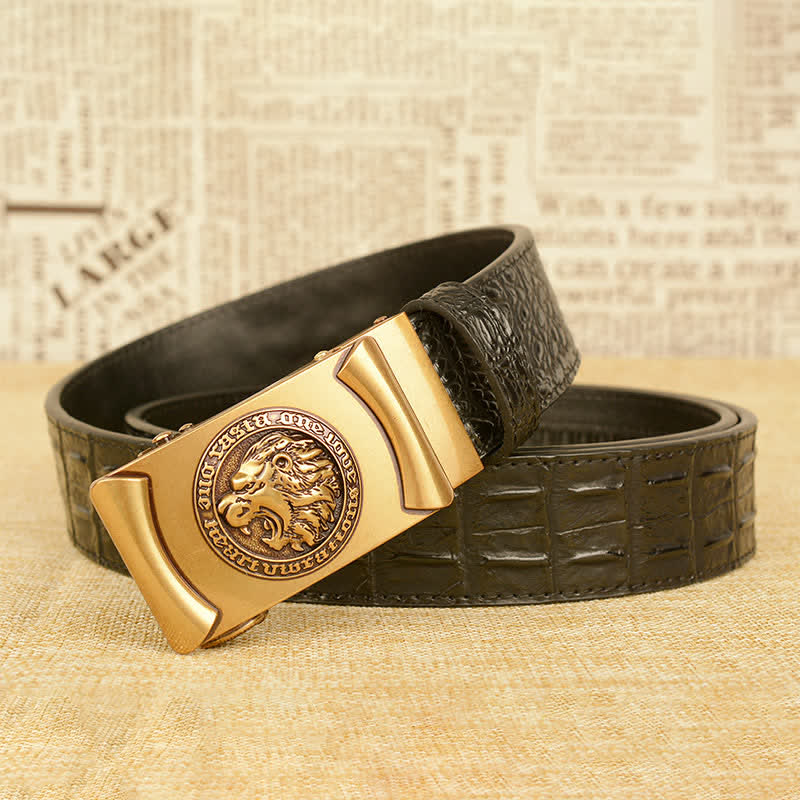 Men's Lion Head Alligator Pattern Leather Belt - Image 4