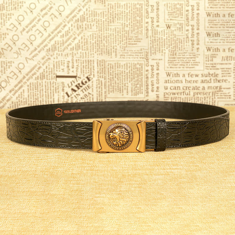 Men's Lion Head Alligator Pattern Leather Belt - Image 5