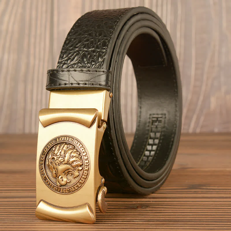 Men's Lion Head Alligator Pattern Leather Belt - Image 7