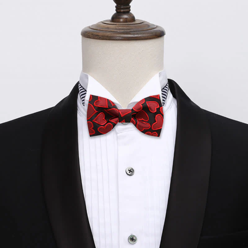 Men's Love Heart Embroidery Bow Tie - Image 2
