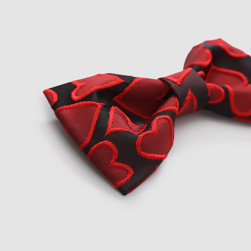 Men's Love Heart Embroidery Bow Tie - Image 4