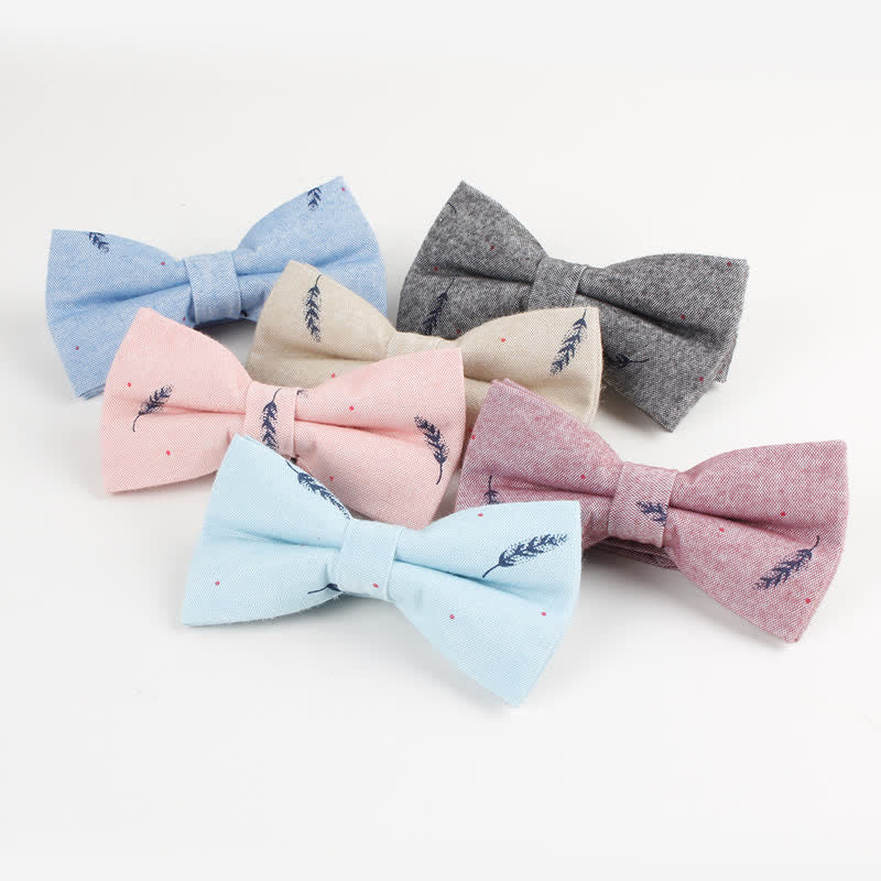 Men's Lovely Birds Feather Printed Cotton Bow Tie - Image 14