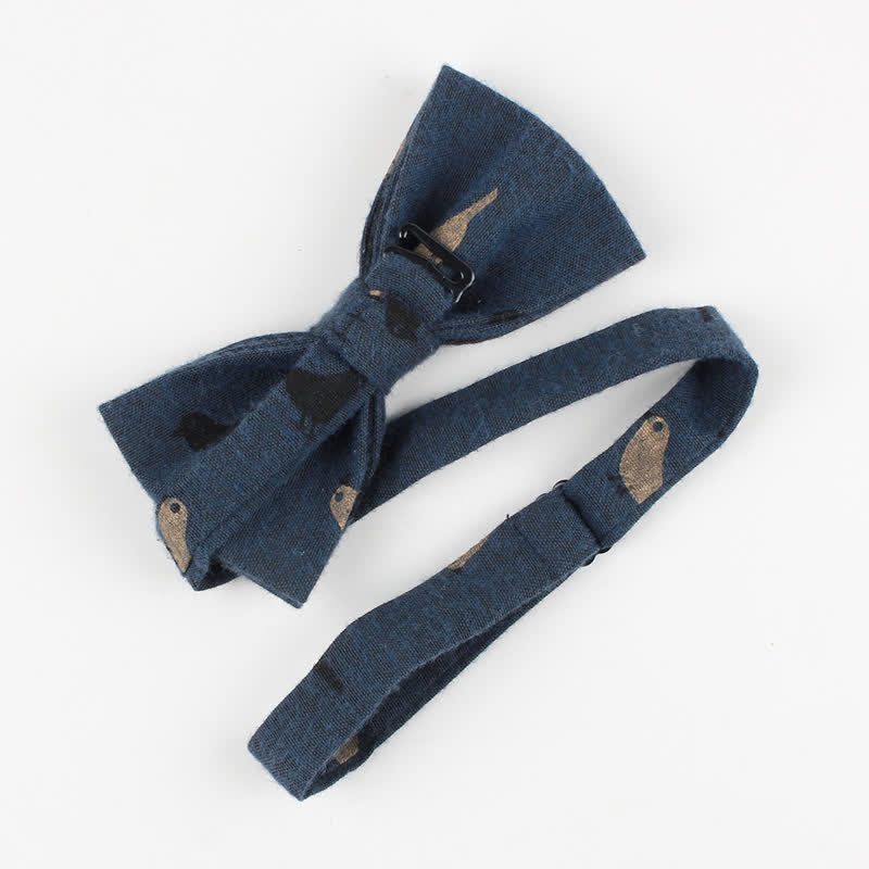 Men's Lovely Birds Feather Printed Cotton Bow Tie - Image 7