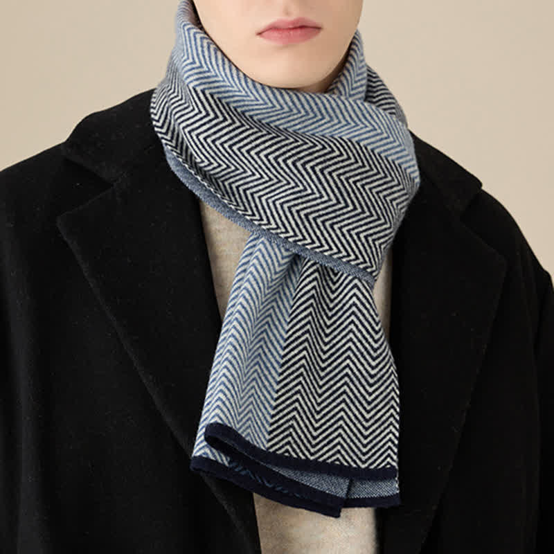 Men's Luxurious Herringbone Cozy Soft Wool Scarf - Image 4
