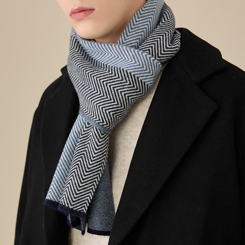 Men's Luxurious Herringbone Cozy Soft Wool Scarf - Image 5