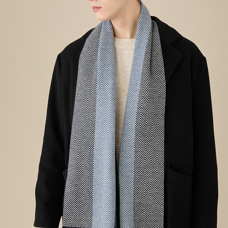 Men's Luxurious Herringbone Cozy Soft Wool Scarf - Image 6