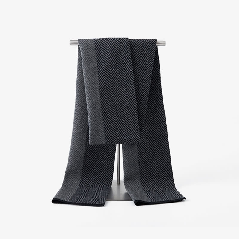 Men's Luxurious Herringbone Cozy Soft Wool Scarf - Image 8