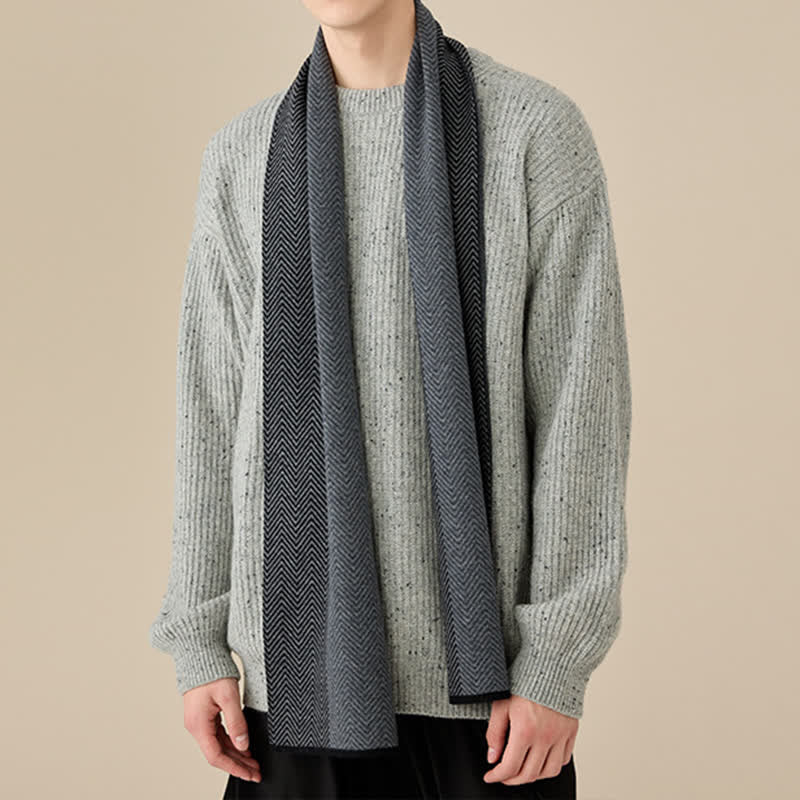 Men's Luxurious Herringbone Cozy Soft Wool Scarf - Image 9