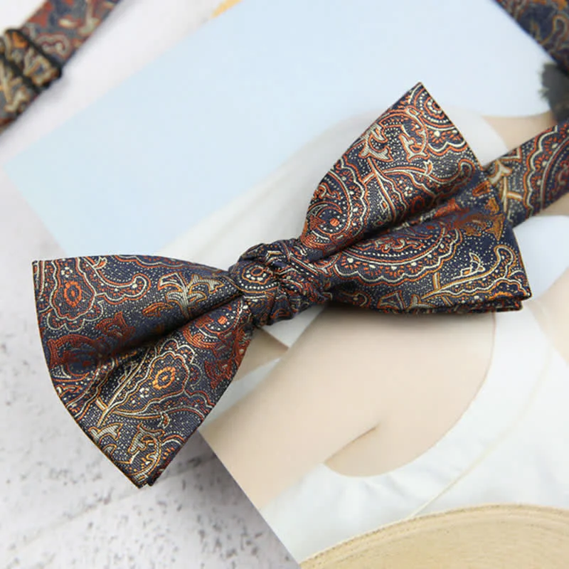 Men's Luxurious Orange Gradient Paisley Bow Tie - Image 3
