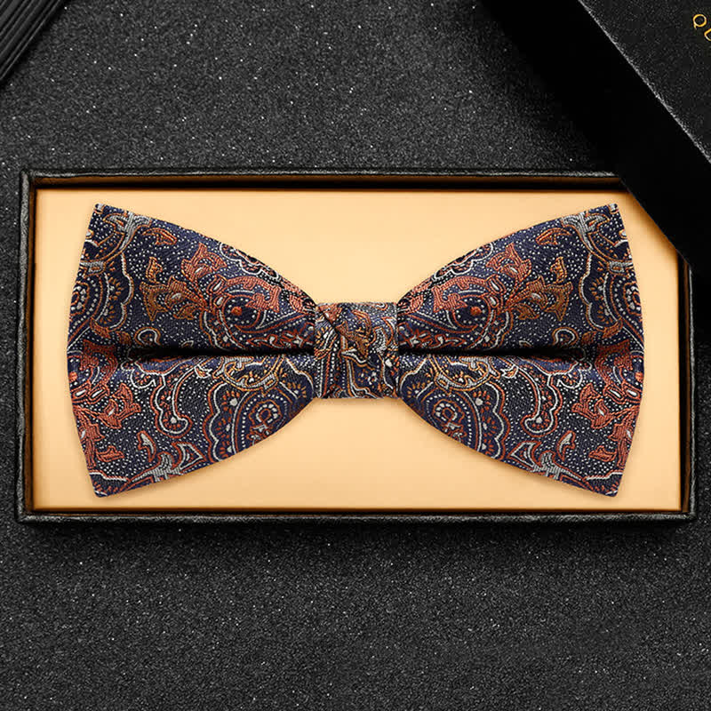 Men's Luxurious Orange Gradient Paisley Bow Tie - Image 4