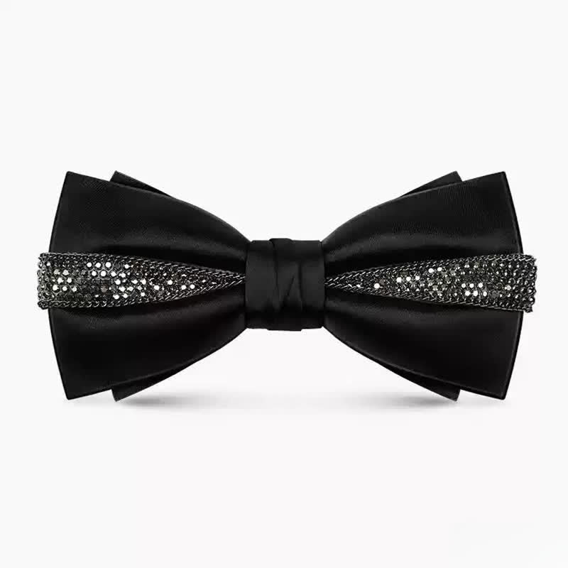 Men's Luxurious Sparkling Rhinestone Metal Chain Bow Tie - Image 7
