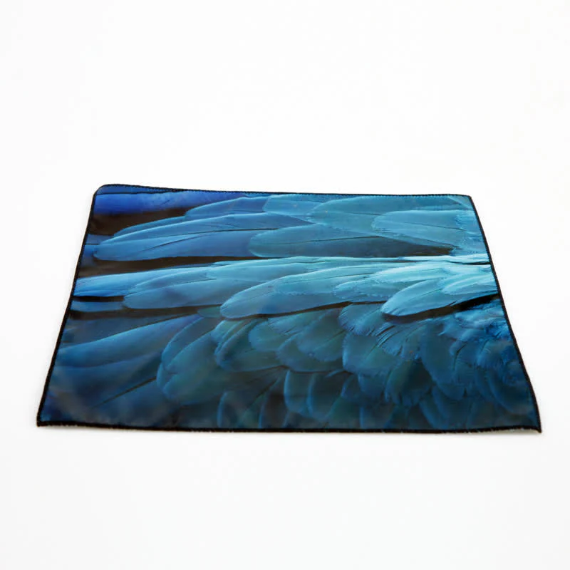 Men's Luxury Blue-Green Feather Print Pocket Square - Image 5