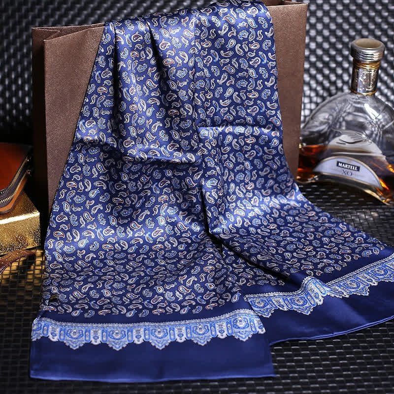 Men's Luxury Crepe Satin Long Pure Silk Scarf - Image 12