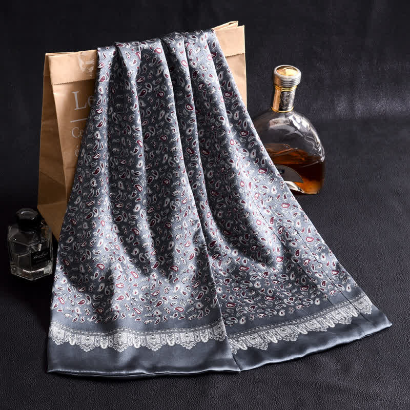 Men's Luxury Crepe Satin Long Pure Silk Scarf - Image 3