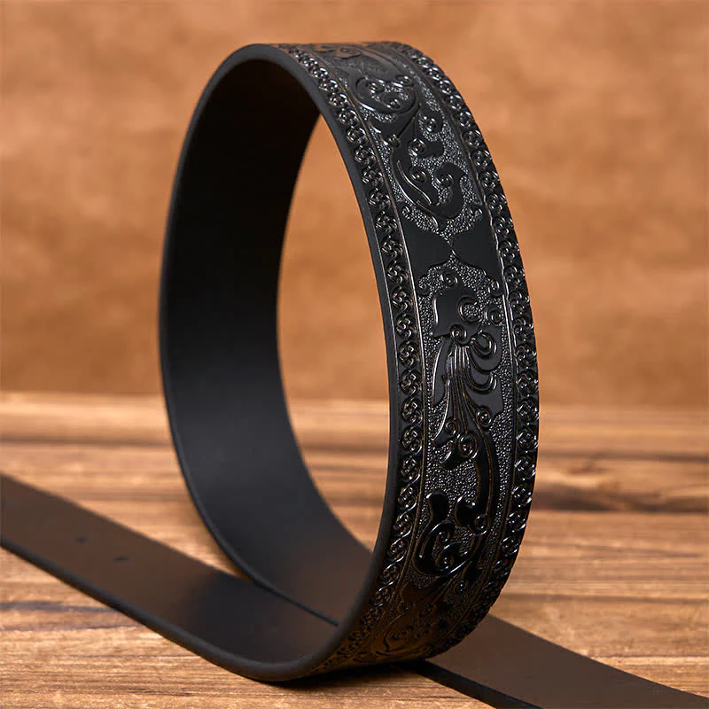 Men's Luxury Flower Embossed Pattern Leather Belt - Image 8