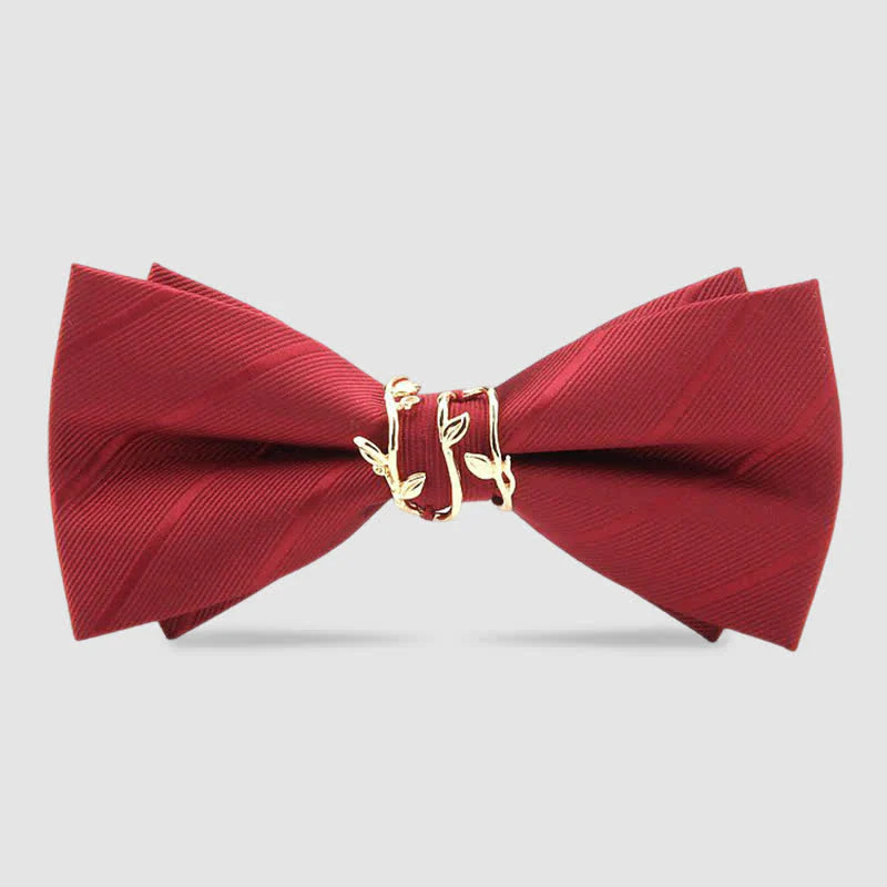 Men's Luxury Golden Vine Leaf Twill Bow Tie - Image 5
