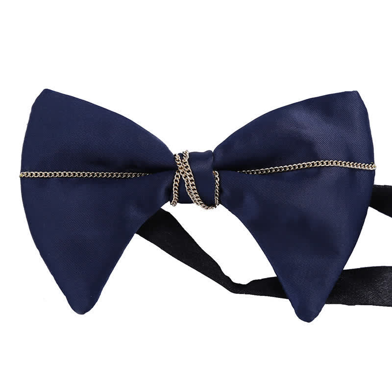 Men's Luxury Navy Blue Chain Bow Tie - Image 5
