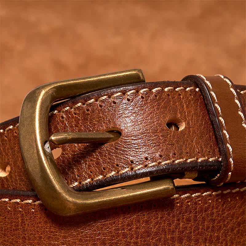 Men's Luxury Stitched Cowhide Leather Belt - Image 5