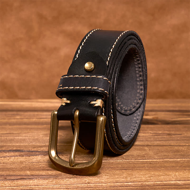 Men's Luxury Stitched Cowhide Leather Belt - Image 7