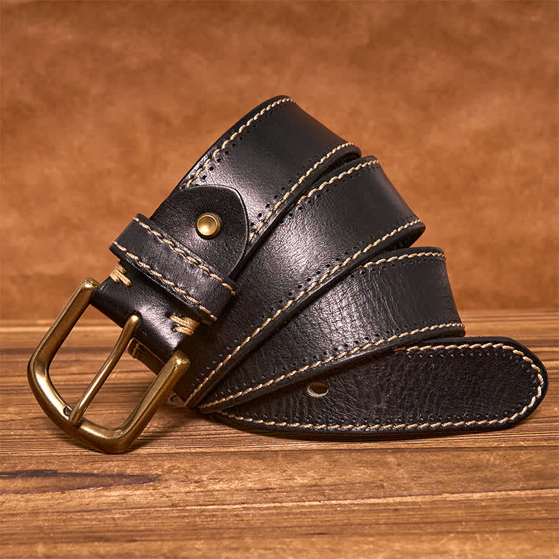 Men's Luxury Stitched Cowhide Leather Belt - Image 8