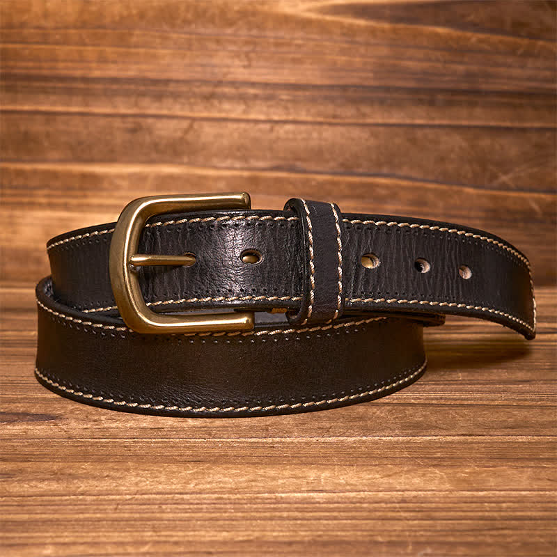Men's Luxury Stitched Cowhide Leather Belt - Image 9