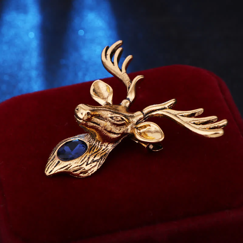 Men's Majestic Blue Gem Deer Brooch - Image 4