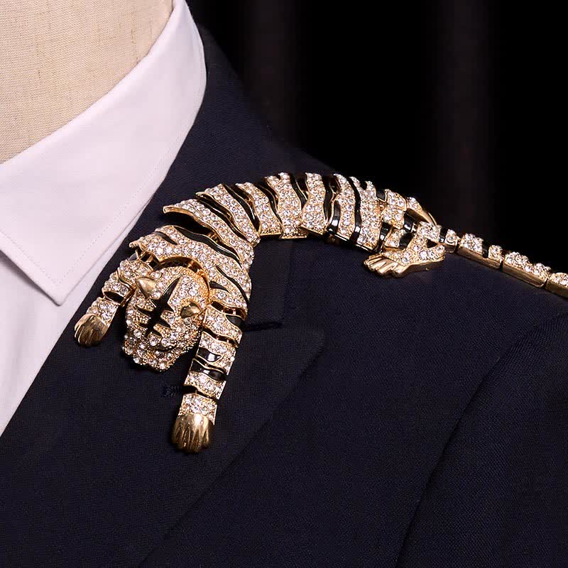 Men's Majestic Tiger Large Luxury Sparkling Rhinestone Brooch - Image 11