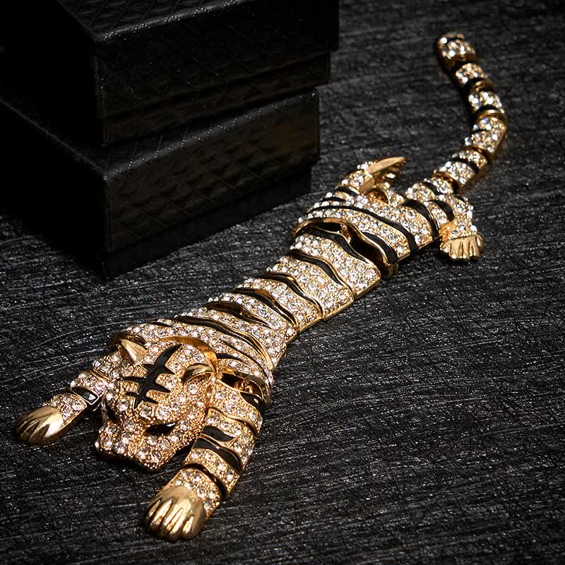 Men's Majestic Tiger Large Luxury Sparkling Rhinestone Brooch - Image 12