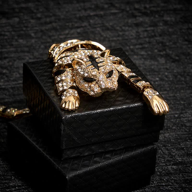 Men's Majestic Tiger Large Luxury Sparkling Rhinestone Brooch - Image 13
