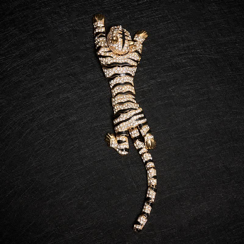 Men's Majestic Tiger Large Luxury Sparkling Rhinestone Brooch - Image 14