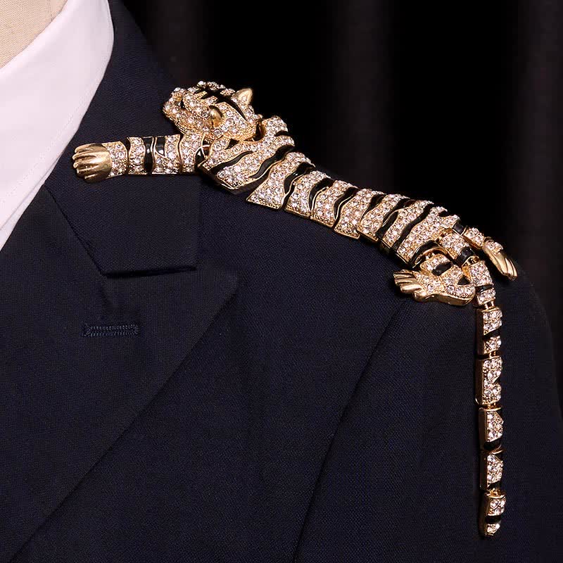 Men's Majestic Tiger Large Luxury Sparkling Rhinestone Brooch - Image 15