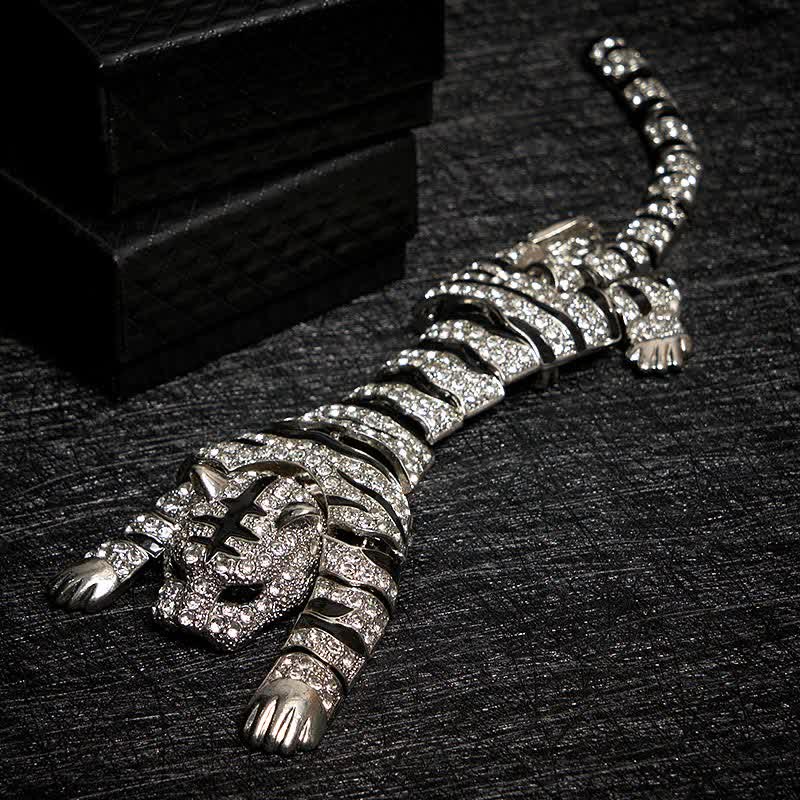 Men's Majestic Tiger Large Luxury Sparkling Rhinestone Brooch - Image 2