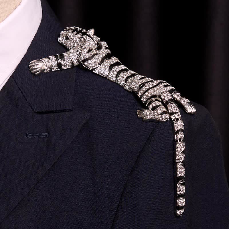 Men's Majestic Tiger Large Luxury Sparkling Rhinestone Brooch - Image 4